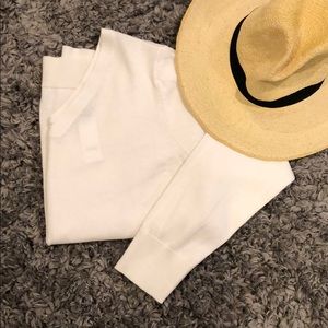 Loft Double V-Neck White Sweater NWT